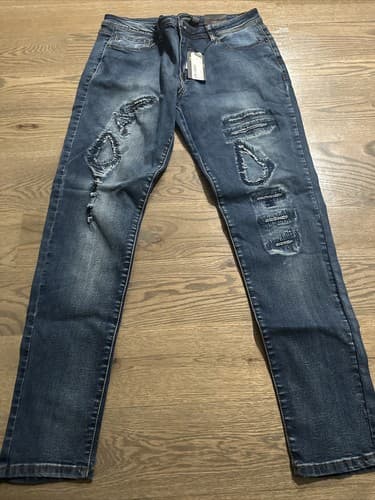 RedFox Authentic Blue Jeans High Waist, ripped, Stretch Skinny Size 19 - Image 1