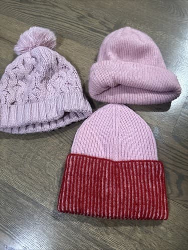 Girls Toddler Winter Hat Pink Lot Of 3 One Size - Image 1