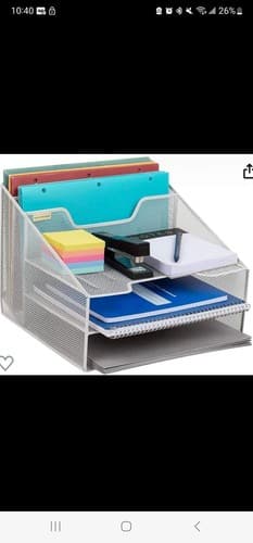 Desk Mesh Organizer Storage 5 Compartment Turquoise - Image 1