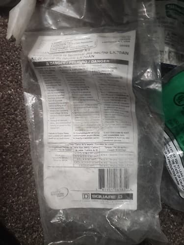 SQUARE D LK70AN Neutral Lug Kit,70A 1D421 - Image 1