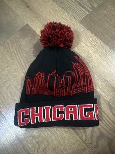 Chicago Windy City CHI Town Beanie Black And Red One Size - Image 1