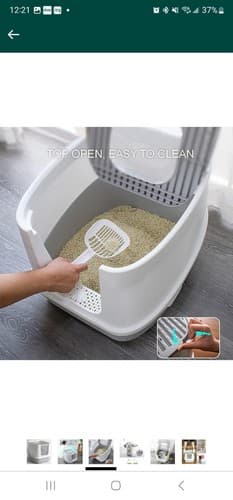 Large Foldable Cat Litter Box Kitty Kitten Enclosed - Thumbnail 2