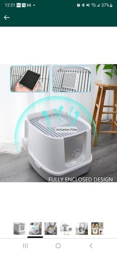 Large Foldable Cat Litter Box Kitty Kitten Enclosed - Image 1