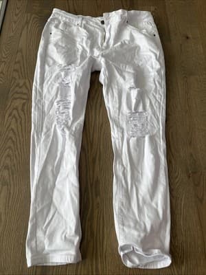 Roswear White Jeans Skinny Ripped Size XL (16/18) - Image 1