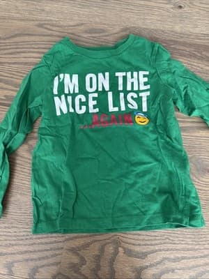 LN Children's Place Boys "I'm on the nice list again" Long Sleeve Shirt, Size 3T - Image 1