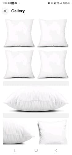 EDOW Throw Pillow Inserts, Set of 4 Lightweight Down 18x18 Inches, White - Image 1