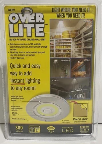 Sensor Brite Over Lite 4 in. W X 1 in. D White Battery Powered White Light - Thumbnail 2