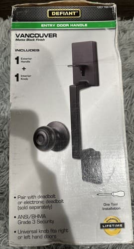 DEFIANT Vancouver Matte Black Entrance Door Handleset - Image 1