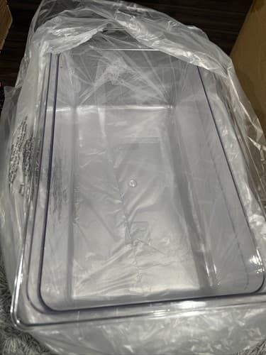 Restlrious 3 Pack Food Pan Clear Plastic Steam Prep Table 21l x 13w x 8in Deep - Thumbnail 2