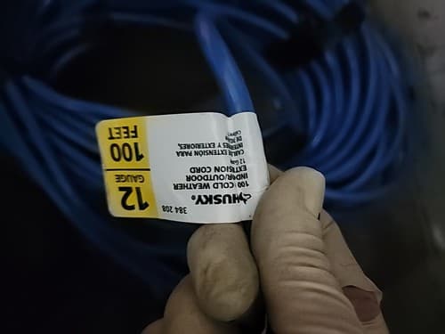 Husky 100ft 12/3 Medium Duty Cold Weather Indoor/Outdoor Extension Cord Blue - Thumbnail 4