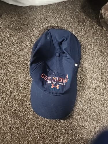 USS Midway CV-41 US Navy Aircraft Carrier Ship Blue Under Armour Adj. Hat Cap - Thumbnail 2