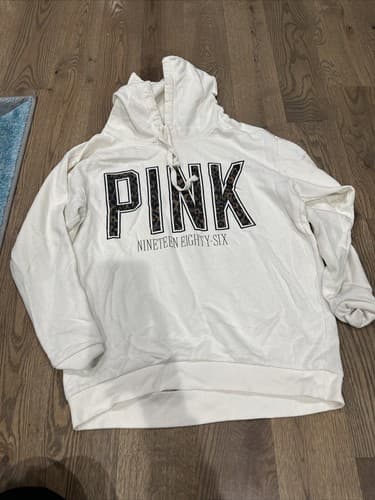 Victoria's Secret PINK Nineteen Eighty Six Spell Out Pullover Hoodie Size Small - Image 1