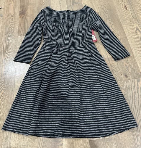 Merona Dress Women’s Medium Drop Waist Long Sleeve Black White Stretch Pockets - Image 1
