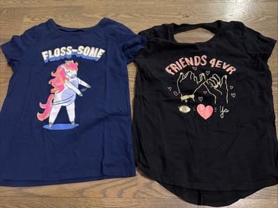 Set Of 2 Girl Short Sleeve Shirts Size L 14 - Image 1