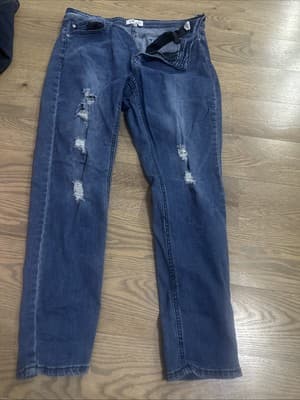 Deja Bleu Womens Blue Jeans Regular Ripped Size 14 - Image 1