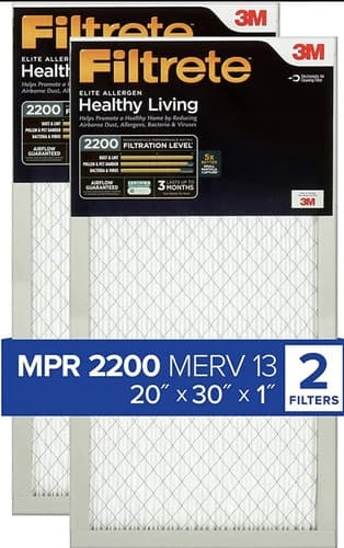 Filtrete 20x30x1, AC Furnace Air Filter, MPR 2200, Healthy 2-Pack, White - Image 1