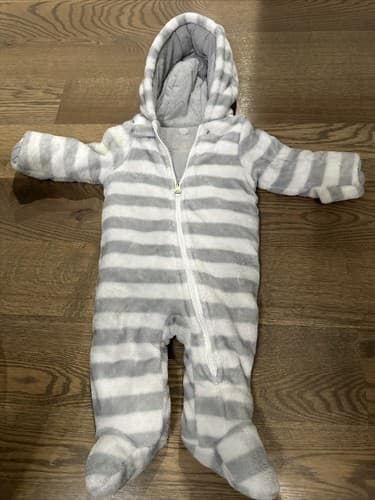 Baby Snowsuit Winter Coat Size 6-9 Months Gray/white - Image 1