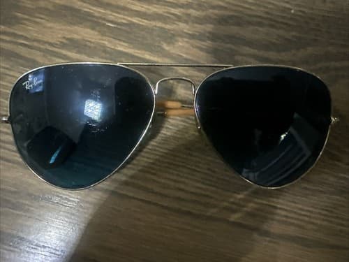 ray ban sunglasses men aviator 58 Mm Gold frame / Dark Blue glass - Image 1