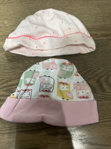 Baby Girl Soft Hats Lot Of 2 Size 0/3 Months - Image 1