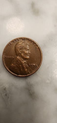 1955 No Mint Mark Wheat Penny "L" Rim Error Coin - Thumbnail 2