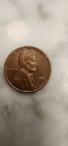1955 No Mint Mark Wheat Penny "L" Rim Error Coin - Thumbnail 3