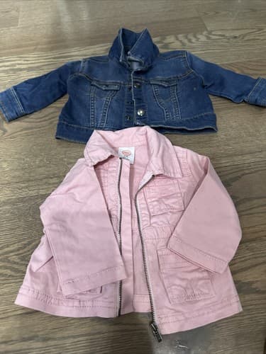 Wonder Nation baby girl Pink jeans jacket size 0-3 Months - Image 1