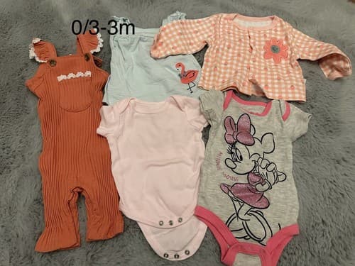 Baby Girl Lot Of 5 Clothes One Piece Bodysuit Short Sleeve 0/3 -3 Months - Image 1