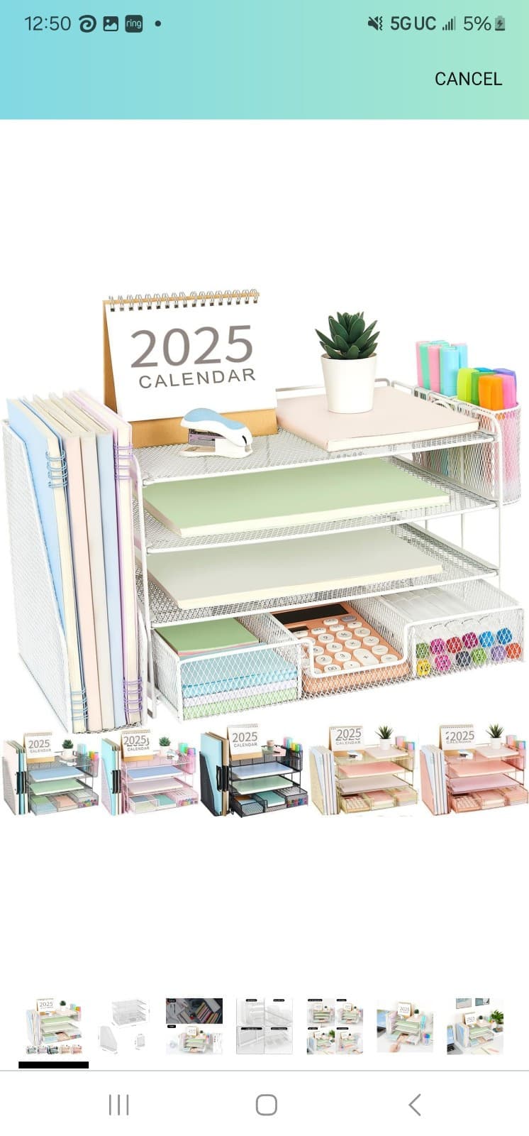 Paper Letter Tray Organizer with File Holder 4-Tier Desk Accessories (Rose Gold) - Image 1
