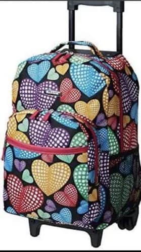Rockland Double Handle Rolling Backpack, New Heart, 17-Inch - Image 1