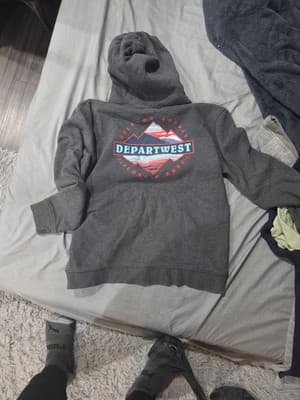 Depart West Buckle Hoodie Mens Large Gray Long Sleeve Pullover - Thumbnail 3