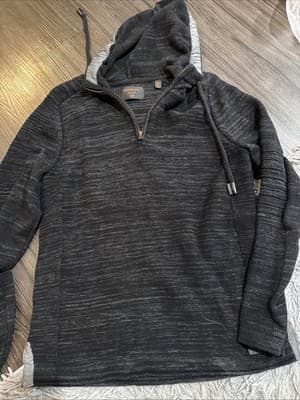 Outpost Makers Quarter Zip Pullover Hoodie Mens Medium Long Sleeve Black Cozy - Image 1