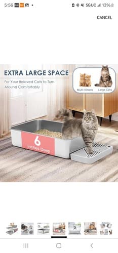 Stainless Steel Cat Litter Box- 16*24*8h - Image 1