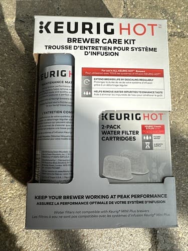 Keurig Hot Brewer Care Kit Descaling Solution 2 Pack Water Filter Cartridges - Image 1