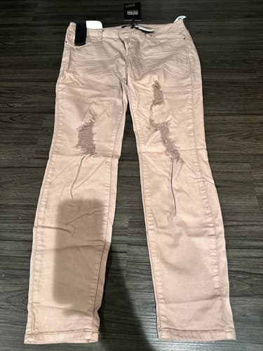 Angel Kiss Juniors Pink Denim Jeans, Size 11 Skinny Mid Rise New - Image 1