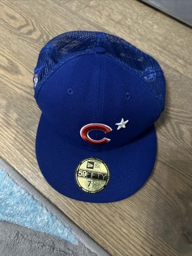 Chicago Cubs Hat Cap 7 1/2 Blue Red Fitted MLB Baseball New Era 59fifty Logo - Image 1