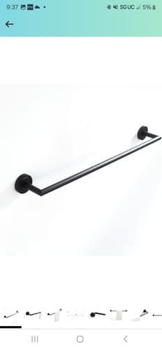 BUVELOT Matte Black Towel Bar - 26 Inch Single Towel Rack for Bathroom, - Image 1