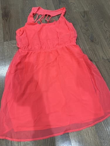 No Boundaries Dress Medium (7-9) Polyester Sleeveless Round Neck Pleated - Image 1