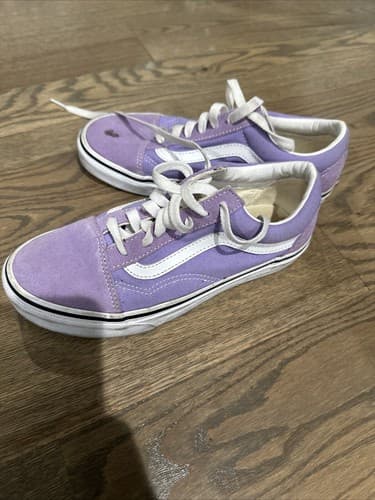 Vans Old School Shoe Men 4.5 Women 6 Lace up Purple/White Skate Suede - Thumbnail 2