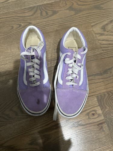 Vans Old School Shoe Men 4.5 Women 6 Lace up Purple/White Skate Suede - Image 1