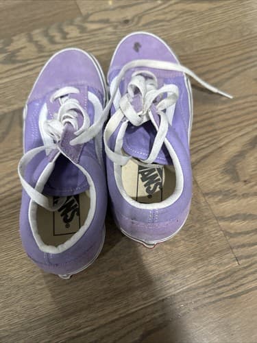 Vans Old School Shoe Men 4.5 Women 6 Lace up Purple/White Skate Suede - Thumbnail 3
