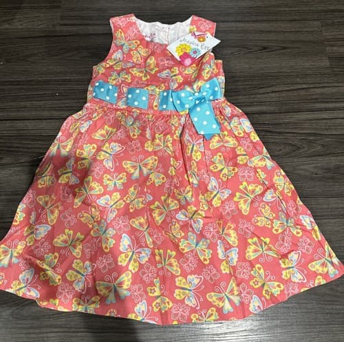 Jessica Ann 4T Toddler Girl Pink Butterfly Dress Party Bow - Image 1