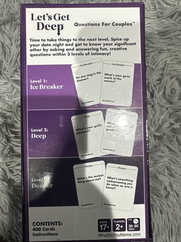 Lets Get Deep Questions For Couples Game 500 Cards - Thumbnail 2