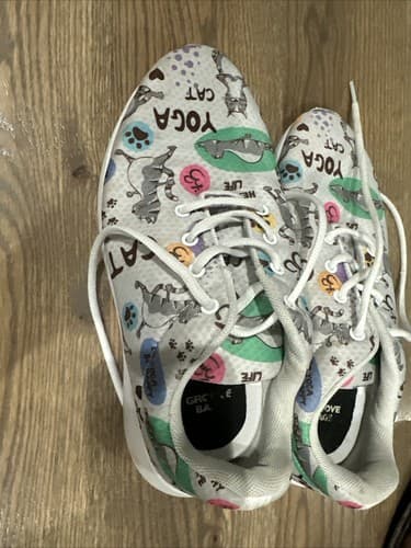 Groove Bags Yoga Cat Print Women's Size 9W Men 7.5M Fabric Athletic Shoes - Thumbnail 2