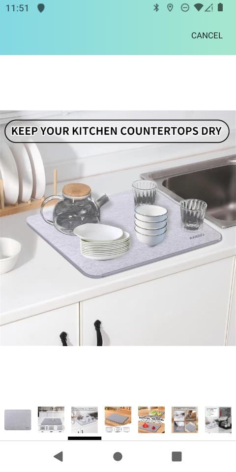 Stone Dish Drying Mat for Kitchen Counter, Quick Drying 18*14 - Thumbnail 2