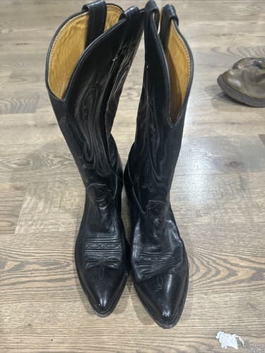 MEN'S RODEO COWBOY PRINT WESTERN SQUARE TOE BOOTS Black Size 10 - Image 1