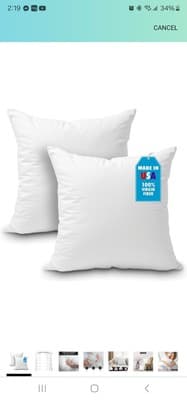 Foamily Throw Pillows Insert Set of 2 24x 24 Insert for Decorative Pillow - Image 1