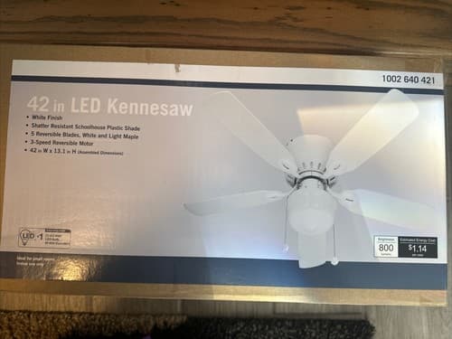 Kennesaw 42 in. LED Indoor White Ceiling Fan with Light Kit - Image 1