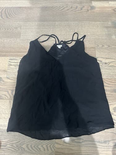 Guess Tank Top Camisole Black Scallop Straps Size Medium - Image 1