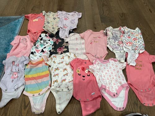 Baby Girl short sleeve one piece Newborn Clothes Lot Of 16 - Image 1