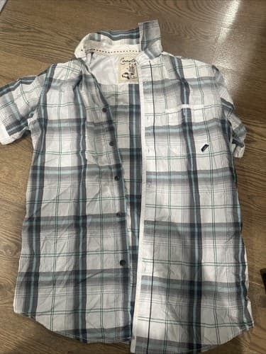 Western Pearl Snap Plaid Short Sleeve Small Shirt - Image 1
